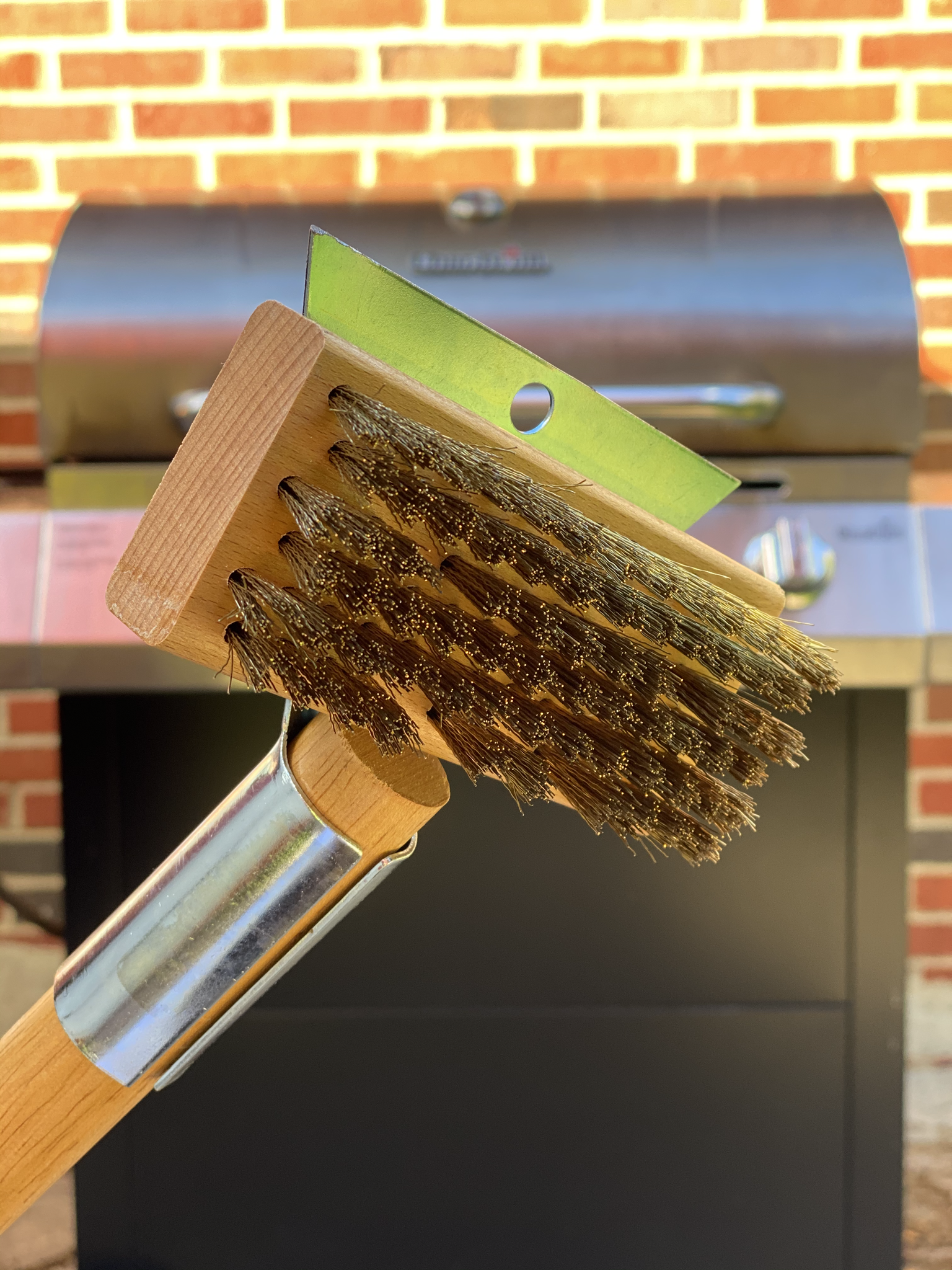 2 Commercial Heavy Duty Pizza Oven BBQ Grill Brush With Steel Scraper  Cleaner
